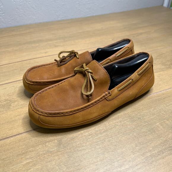 UGG‎ Slippers Mens SZ 10 Loafers Chester Brown Leather Slip On Shoes boho Casual main image 11
